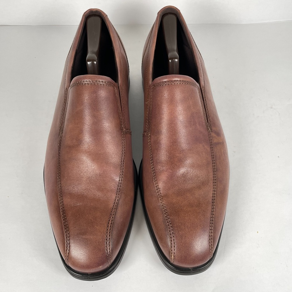 Ecco Queenstown Loafers Mens Size 46 US 12 Brown Leather Bicycle Toe Dress Shoes - Picture 4 of 10